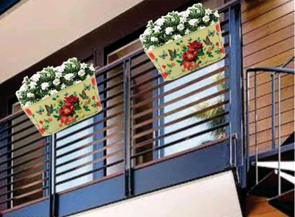 COPPER AART Light Yellow printed Rectangle Hanging Metal Pot Holder With Detachable Double Hooks Set of 5 - Free Size, Light Yellow, Metal, Set of 5, Rectangle